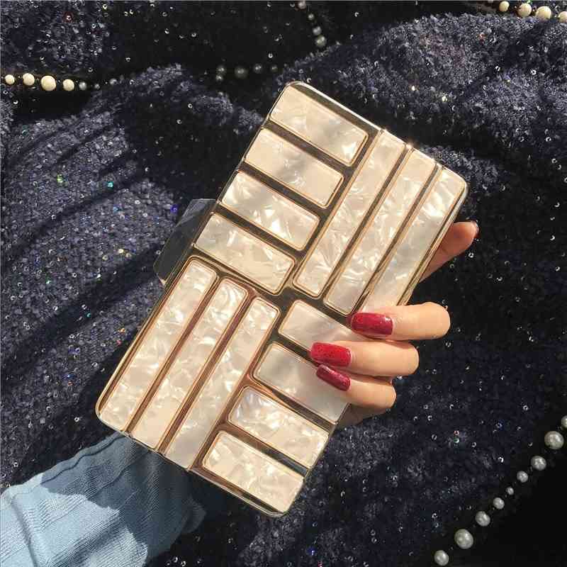 

Evening Bags Fashionable dress celebrity cheongsam handbag women's versatile messenger marble chain one shoulder dinner box boutique, 1# shoe box