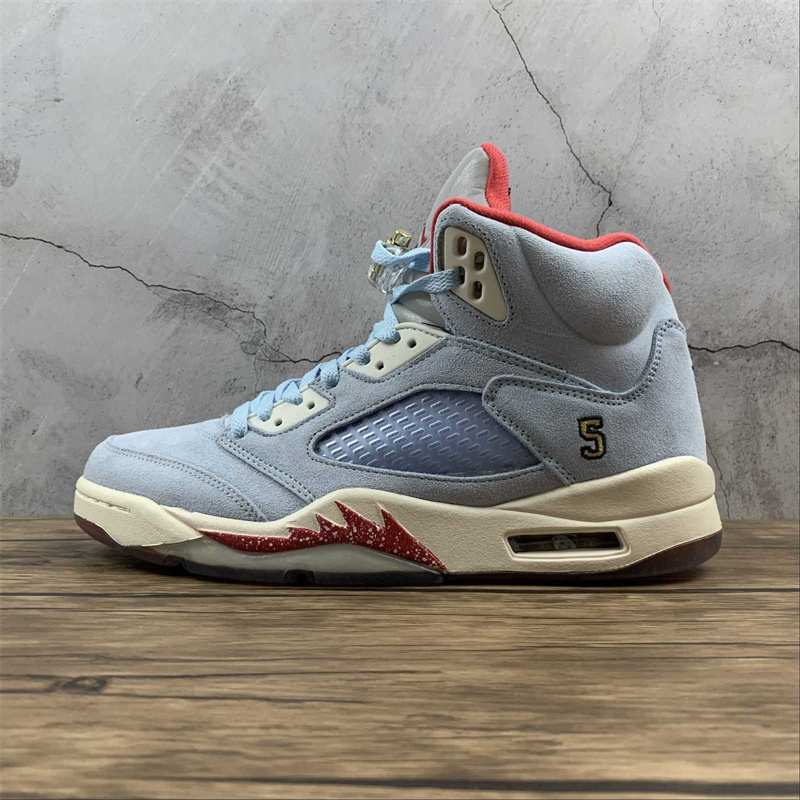 

Trophy Room x 5 Ice Blue Basketball Shoes Jumpman 5s V Top Quality Outdoor Sports Sneakers With Box Size US7-13