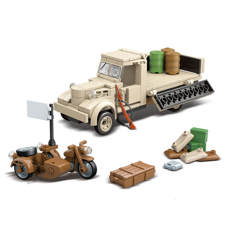 

180 Truck Tank Building Blocks Military WW2 Bricks Set Army Soldiers Weapons Kids Toys Children Gifts 1008