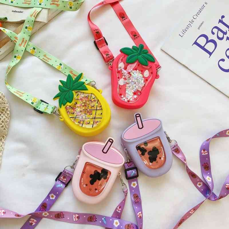 

New children's small 2020 Korean version rubber Single Shoulder Messenger Bag lovely fruit shape girl's bag, Pineapple