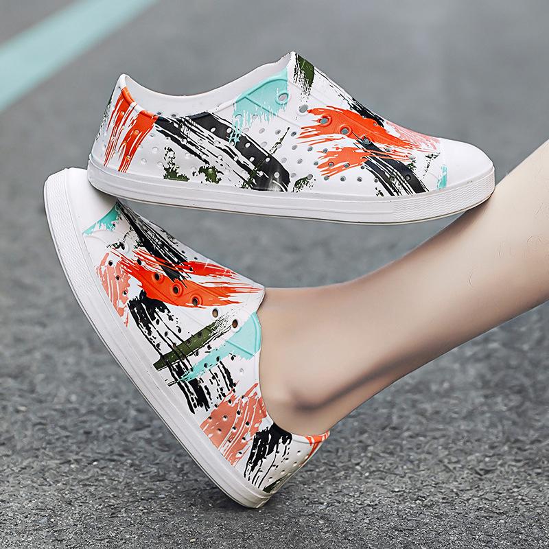 

Summer Sandals Women Graffiti Lightweight Couple Slip-on Slipper Soft Sandalias Casual Print Breathable Female Beach, Black
