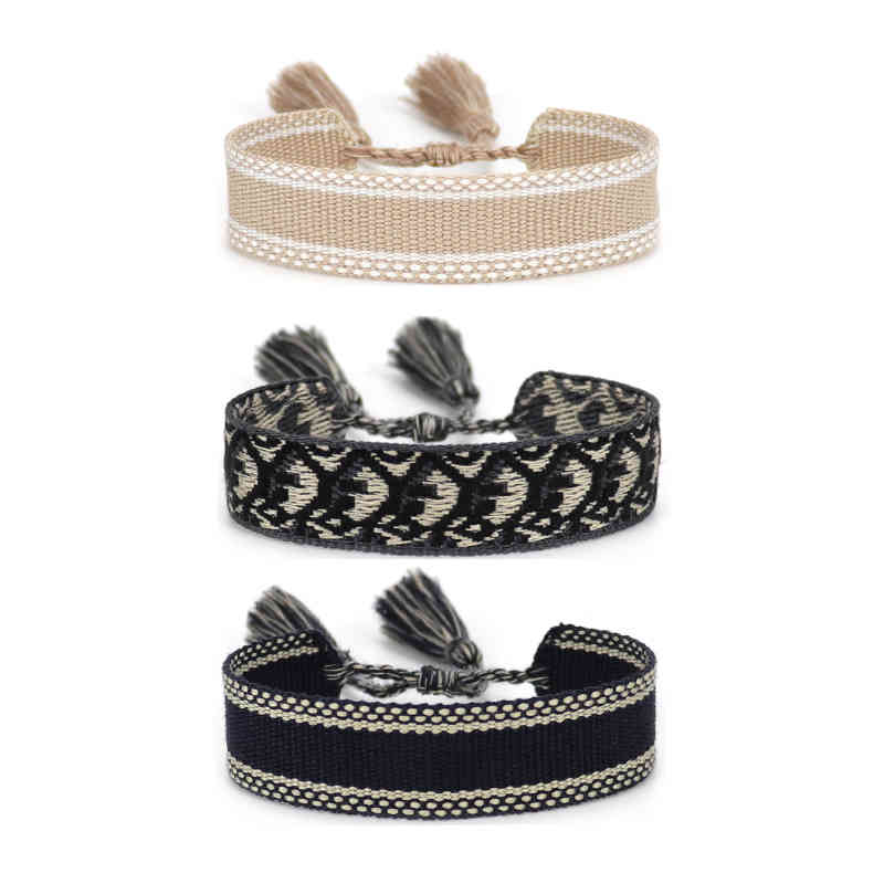 

2022 Friendship Charm Bracelet for Women Men Adjustable Embroidery Tassel Vintage Couple Braided Jewelry with Clear Bag