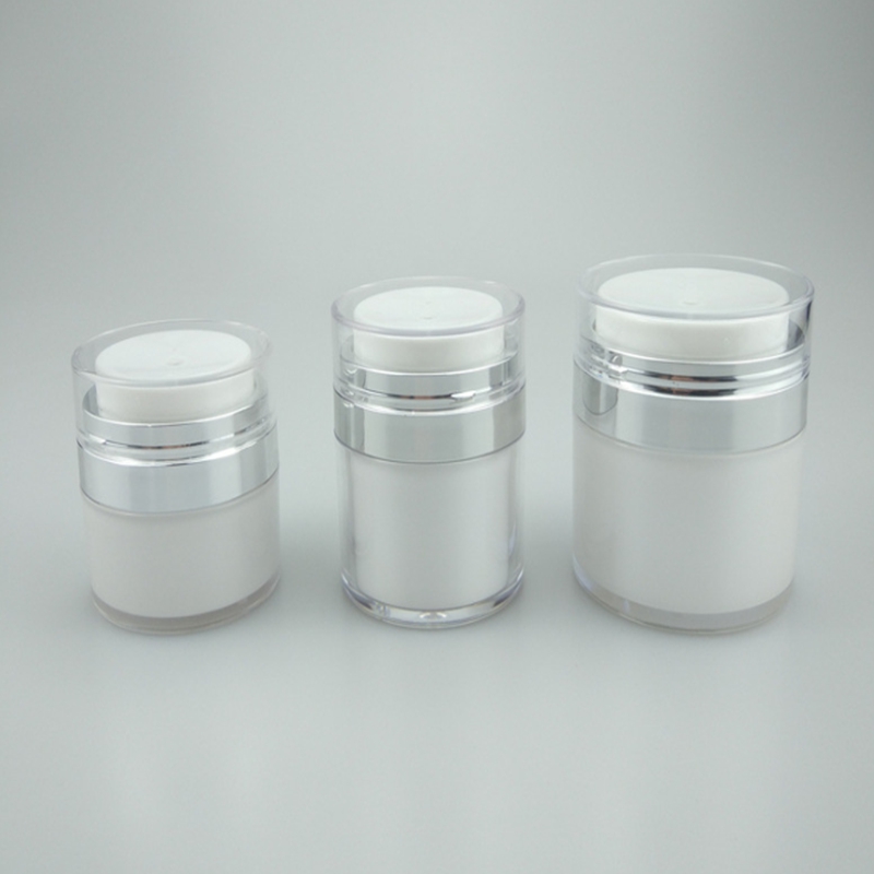 

15g 30g 50g Pearl White Acrylic Airless Jars Round bottles Cosmetic Cream Jar Pump Packaging Bottle box