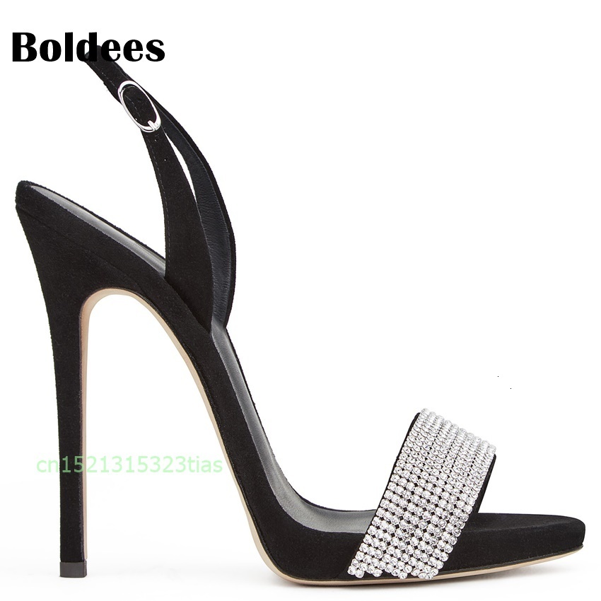 

shoes, Sandals High-heeled sandals, black women's ankles, summer gladiators, toe open, glass stiletto shoes. LJ9E, 1# shoe box
