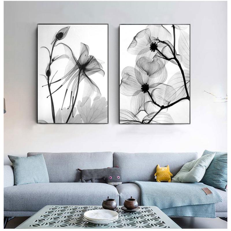 

Paintings Nordic Black White Plant Abstract Flower Canvas Posters Prints Minimalist Wall Art Painting Decorative Picture Home Decor