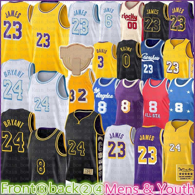 

LeBron 23 James 6 Men Youth Kids Basketball Jersey Bryant Anthony 0 3 Kyle Davis Kuzma 8 Shaquille Earvin34 O'Neal 32 Johnson Alex 4 Caruso, Black;red