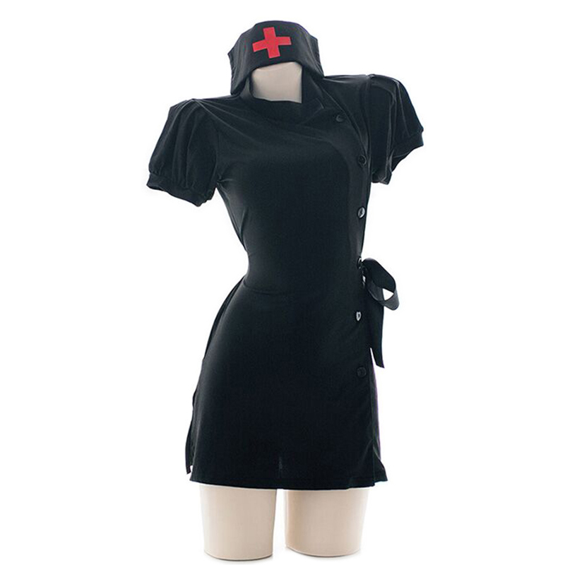 

Women Sexy Costume ady Nurse Gir uniform Set Sexy Maid Exotic Appare Roe Pay Sexy Underwear Cospay Uniform Pink&Back, Black