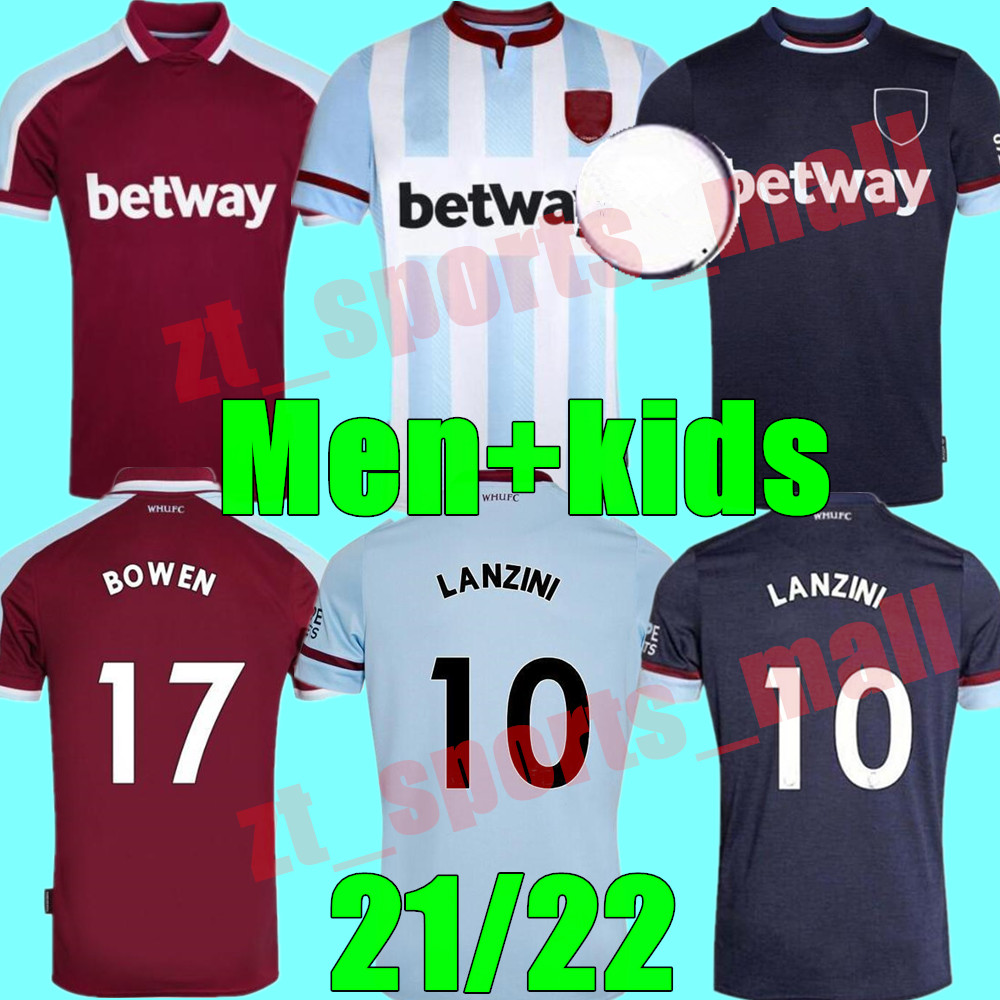 

21 22 adult Mens + Kids Kit Soccer Jerseys West 2021 2022 Ham Home Away 3rd YARMOLENKO LANZINI BOWEN ANTONIO UNITED Football Shirt FORNALS R, Black;yellow