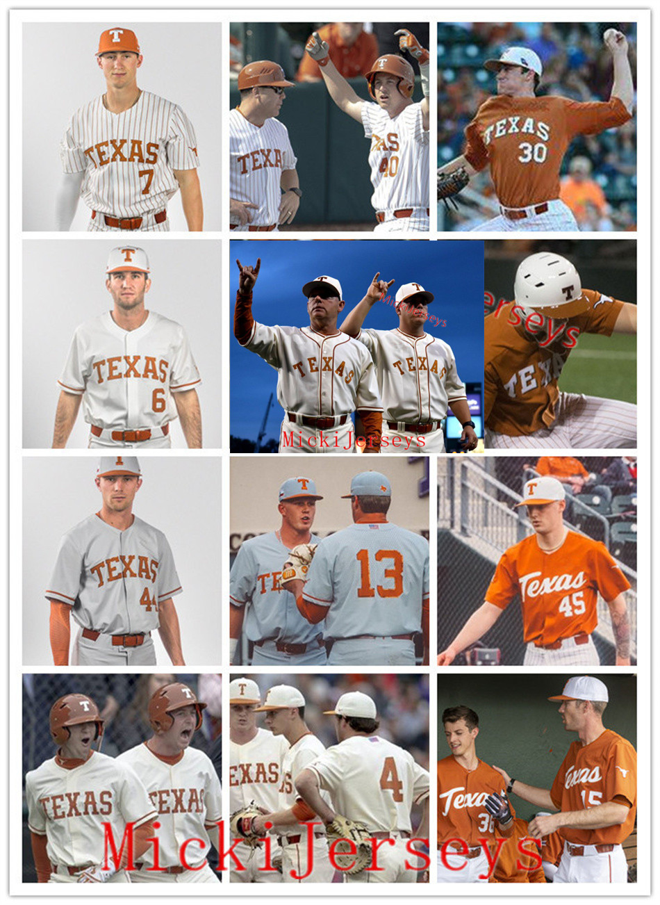 

NCAA Custom Texas Longhorns Baseball Jersey Ty Madden Ivan Melendez Tanner Witt Lucas GordonJoshua Stewart Chase Lummus Jace Hutchins Pete Hansen Tristan Stevens, Red