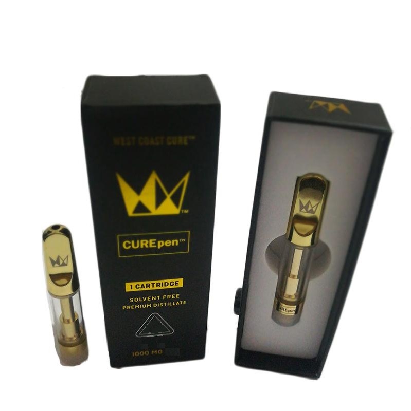 

West Coast Cure Vape Cartridge Atomizer Curepen Empty Vaporizer Pen 510 Ceramic Cartridges Packaging 0.8ML Gold Glass Tank Carts