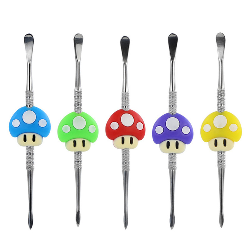 

Smoking accessrioes metal 4.8'' dabber tool with silicone mushroom handle dab tools