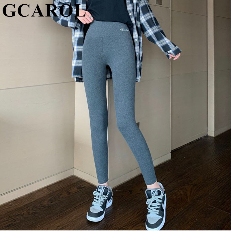 

GCAROL Women Thick Fleece Legging High Waist Letters Legging Pants Stretch Winter Seamless Fitness Can Be Worn Below Zero, Oats beige