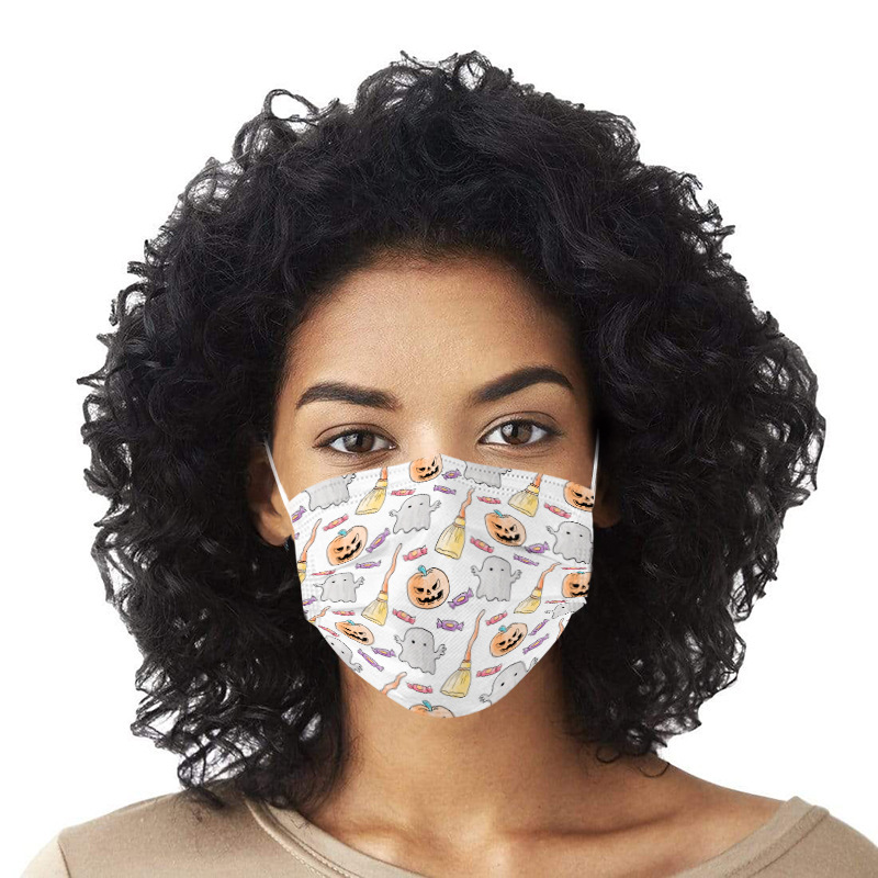 

Halloween Candy Broom Mask Adult Printing Disposable 3-layer Melt Blown Mask