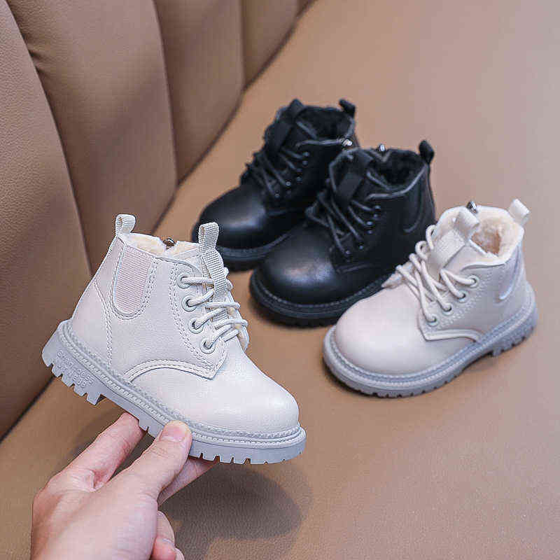 

Winter Baby Boys Casual Boots Outdoor Kids Leather Shoes Soft Bottom Non-slip Toddler Short Snow Boots STP061 211108, Stp061black