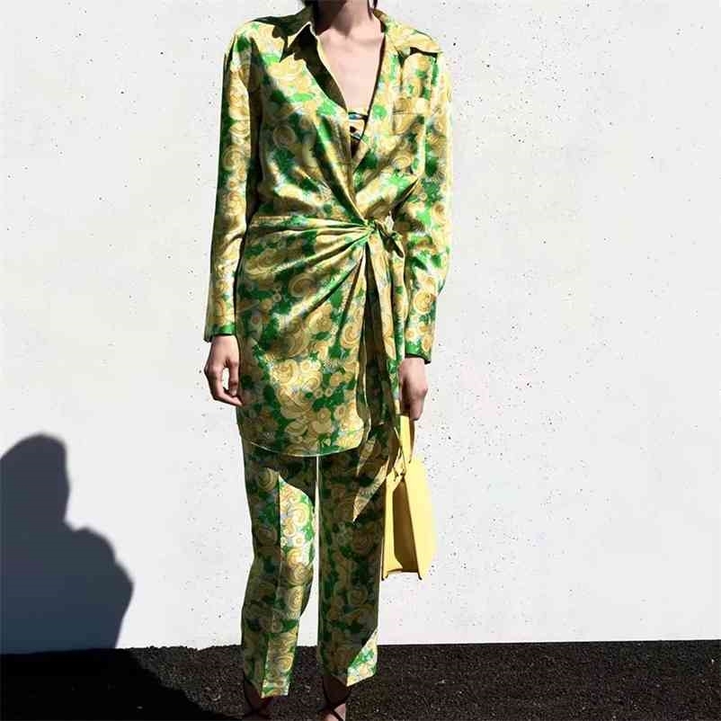 

women print dress summer V-neck Lace-up bathrobe fashion female 210524, Green