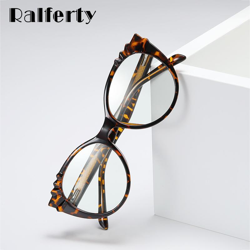 

Sunglasses Ralferty Ultra-light Anti Blue Ray Glasses Women TR90 Computer Optic 0 Diopter Designer Leopard Cat Eye Spectacle Frames