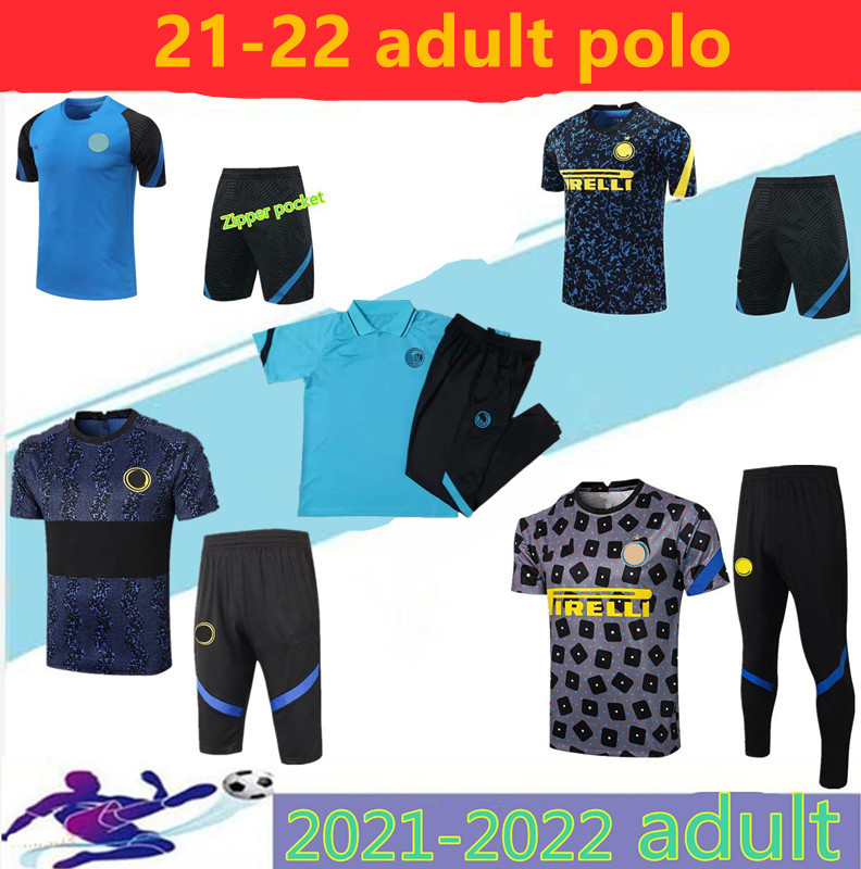 

2021/22 adult tracksuit soccer Short sleeve training suit POLO ERIKSEN VIDAL BARELLA HAKIMI football set, Black