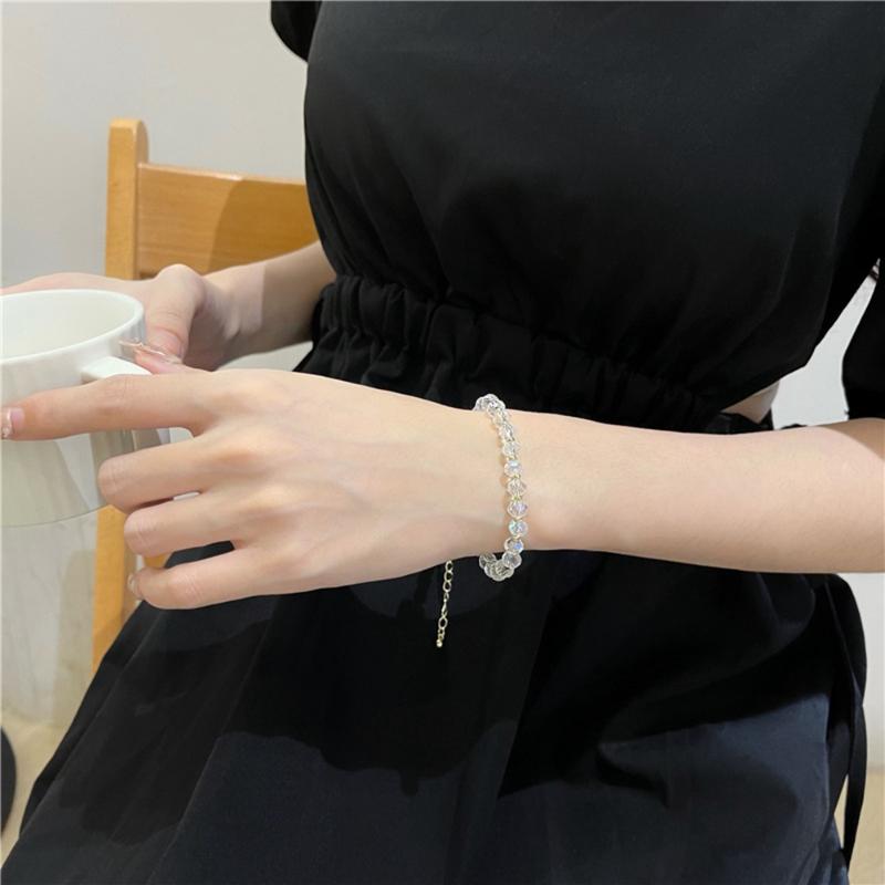 

Beaded, Strands Korea Fresh Wild Colorful Crystal Beaded String Bracelet Women's 2021 Trend Simple Bangle Jewelry Accessories
