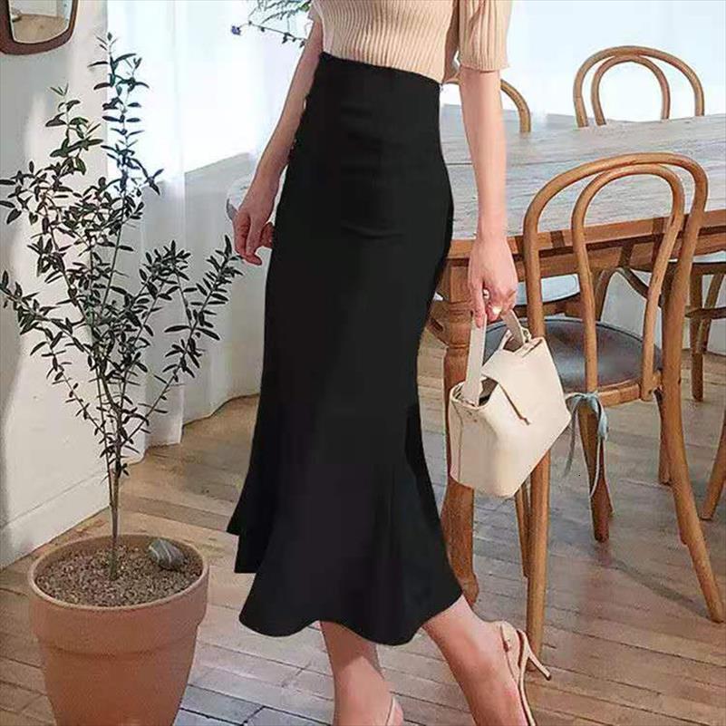 

fashion black midi elastic women skirt bodycon package hip elegant office mermaid