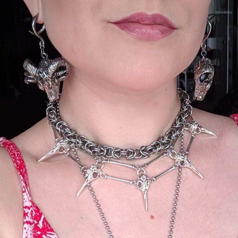 

Fashion Antiqued Bird Skull Unisex Mens Necklace Chocker Pendant Choker For Women Gifts Chains