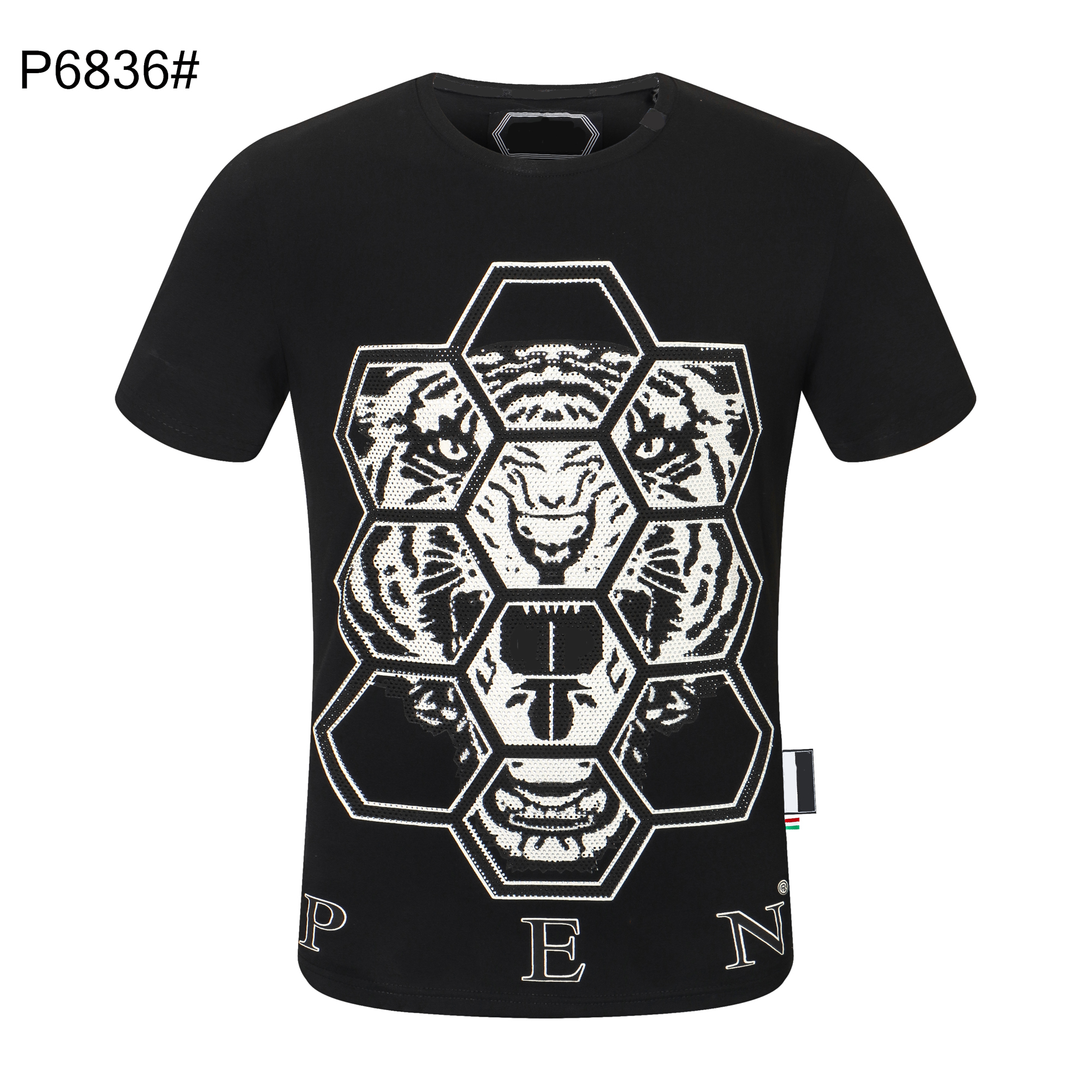 

European American Fashion luxury T-Shirt men t shirt skull tshirt PP phillip plain Tshirts Round neck embroidery designs Couples Tee Male Top huarache canvas K5, Picture color