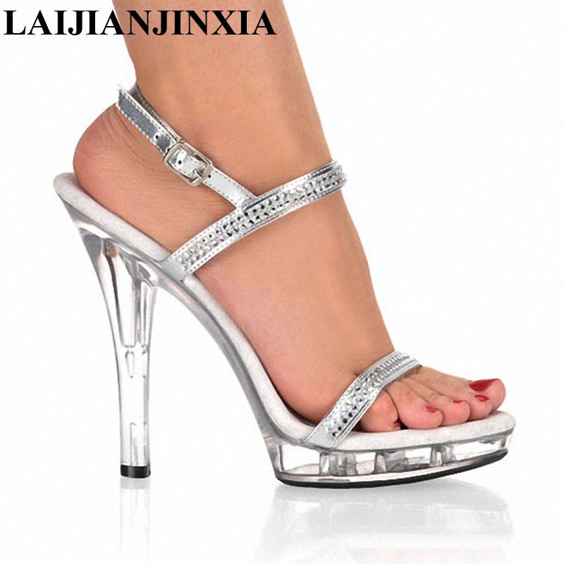 

Women Shoes Summer PU Leather Style Sandals Sexy Big Size 34-46 Lady Super High Heel(13CM) Wedding Party, Black