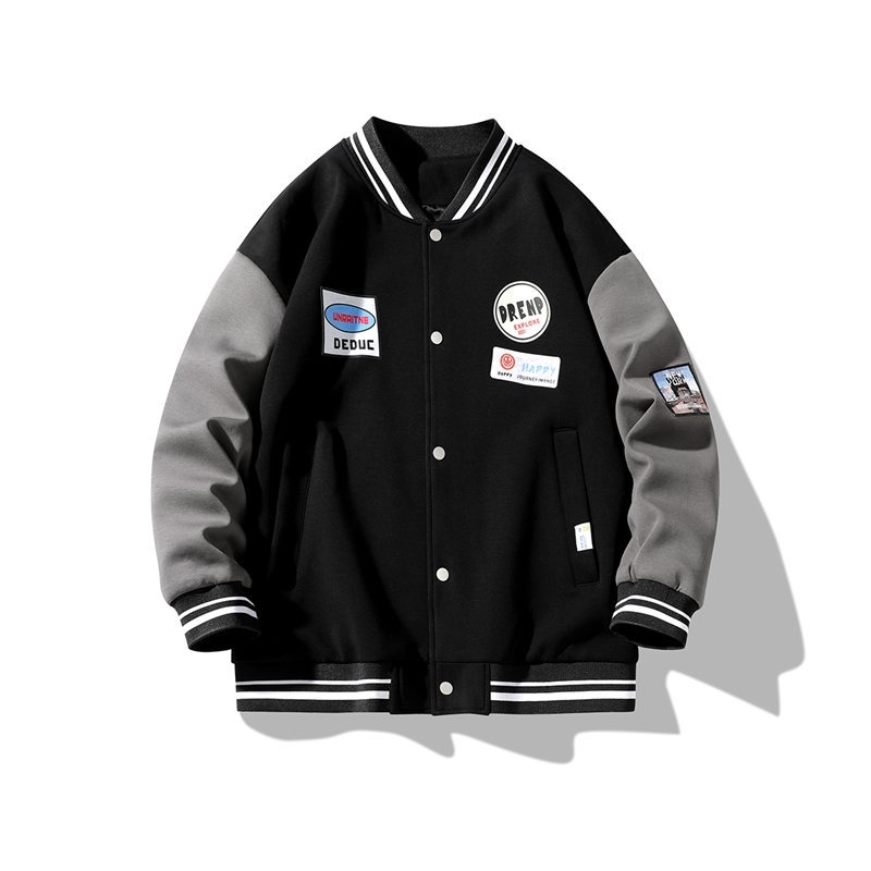 

Autumn sports baseball suit brand sweater men's loose fashion jacket couple, Black