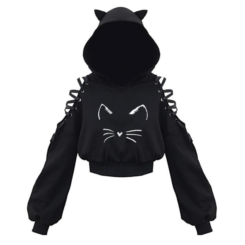 

Harajuku Cat Ear Hoodies Fashion Girls Hooded Sweatshirt Long Sleeve Plush Warm Winter Clothes Pullover Moletom Feminino F5 Women' & Sweats