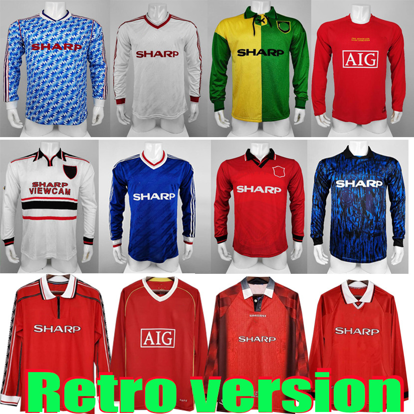 

Long sleeve 07 08 90 92 United Retro UCL final match utd home Manchester 94 98 United RONALDO BECKHAM CANTONA KEANE SCHOLES GIGGS Jersey, Black;yellow