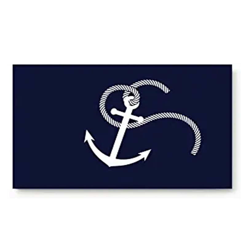 

White Nautical Anchor Navy Blue Doormat Entrance Mat Floor Rug Indoor/Outdoor/Front Door/Bathroom Mats Flannel Non Slip Carpets, Black