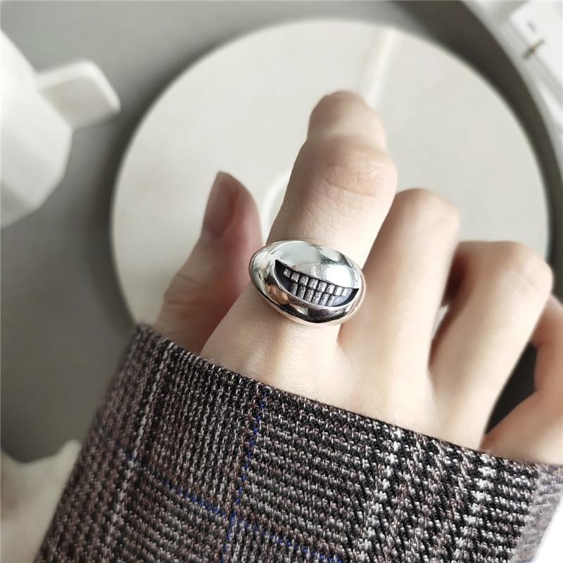 Cluster Rings RUIYI Vintage Real 925 Sterling Silver Stylish Weaving Open Unique Deisgn Big Mouth Distressed Fine Jewelry Niche-image-708302080