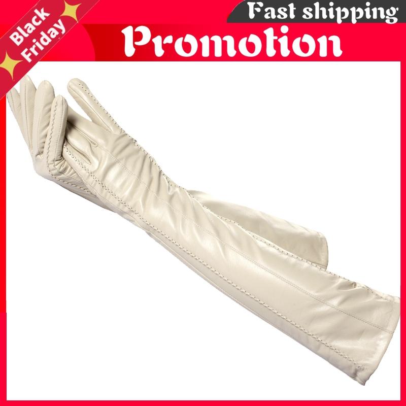 

Five Fingers Gloves Fashion Beige Long Leather Gloves,high-grade Women,winter Genuine Sheepskin Women' - CSD2-50CM, Blue;gray