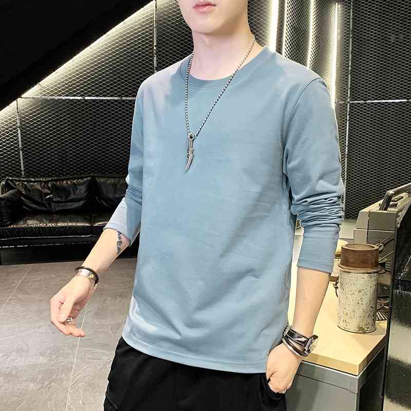 

Long sleeved T-shirt male 2021 autumn cotton Korean version large casual inner layer spring summer handsome upper clothes, White