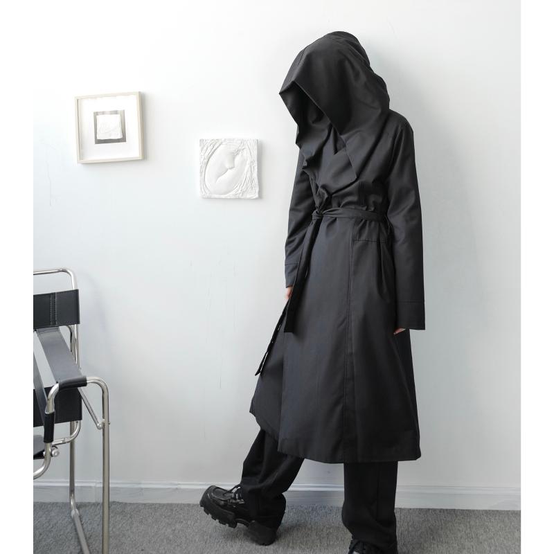 

Men' Trench Coats Male Women Japan Harajuku Streetwear Gothic Loose Wizard Cloak Jacket Outerwear Men Long Cardigan Hooded Coat, W1755