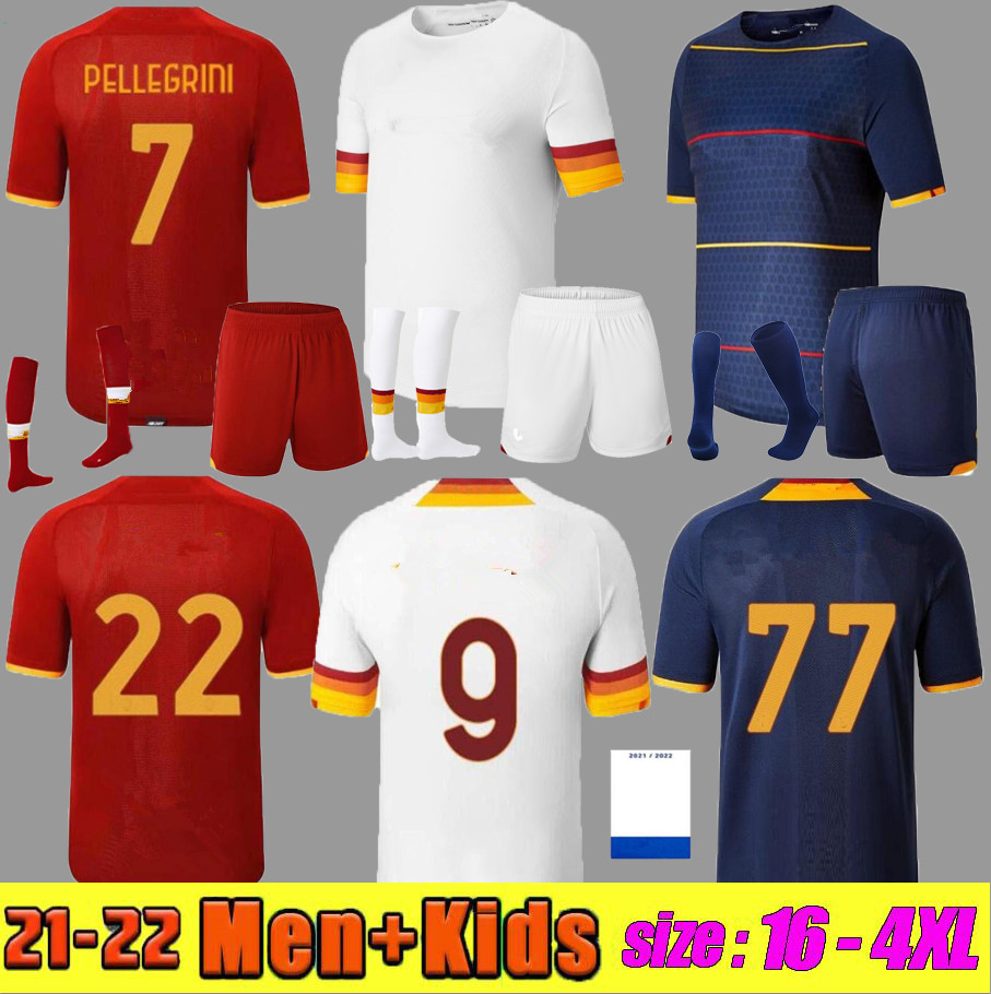 

ABRAHAM soccer jersey ROMA ZANIOLO VERETOUT rome PELLEGRINI KUMBULLA TOTTI El Shaarawy 21 22 Fourth football shirt 2021 2022 Men + Kids kit uniforms maillot, Fans