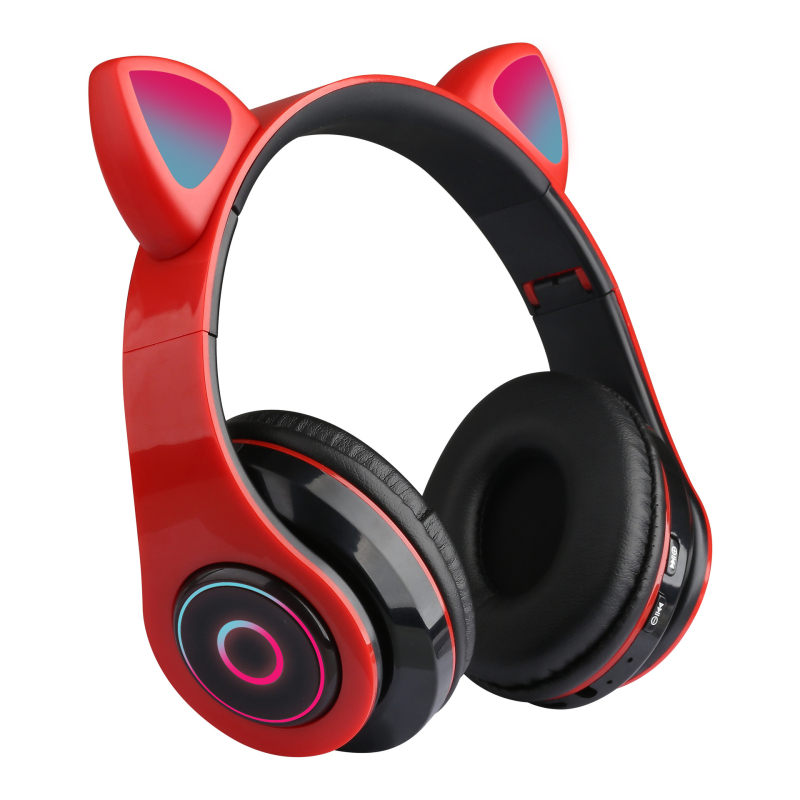 

B39 Wireless LED Cat Ear Bluetooth Headphone Novelty Noise Canceling Headphones For Kid iPhone Android Cell Phone iPad iPod Earphone, Black