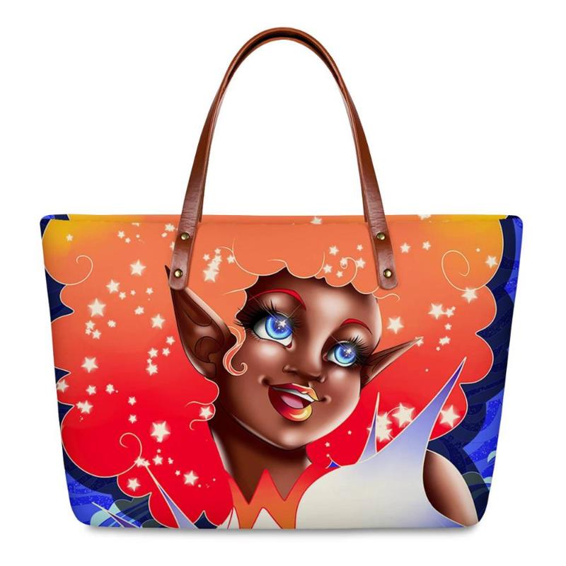 

Duffel Bags HYCOOL Cross Shoulder Bag Women Stars Art African Black Girl Print Zipper Big Capacity Lady Hand Large Trendy Woman Tote