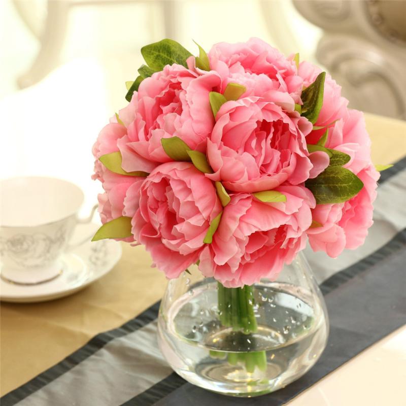 

Decorative Flowers & Wreaths 10 Heads Artificial Peony Flower Simulation Chic Bouquet Pretty Bride Wedding Silk Fake For Home Decoration, No.4