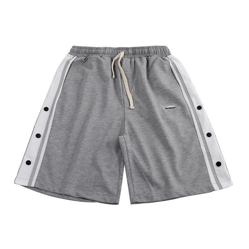 

E-baihui Loose Men's Shorts Pants Summer 2021 Popular Breasted Athletic Male Short Pants Gray White Straight Causal Trousers XSMT5