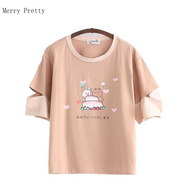 

Harajuku Cartoon Bear Print Cotton T Shirts Women Summer Short Sleeve O-neck Sweet Style Ladies Kawaii Cute Graphic Tops 210526, Color 1