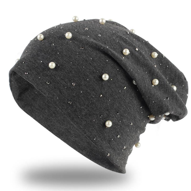

Beanie/Skull Caps Special Pearl Rhinestone Accessories Beanies Women's Autumn Fashion Ladies Solid Color Hats Bonnet, Red