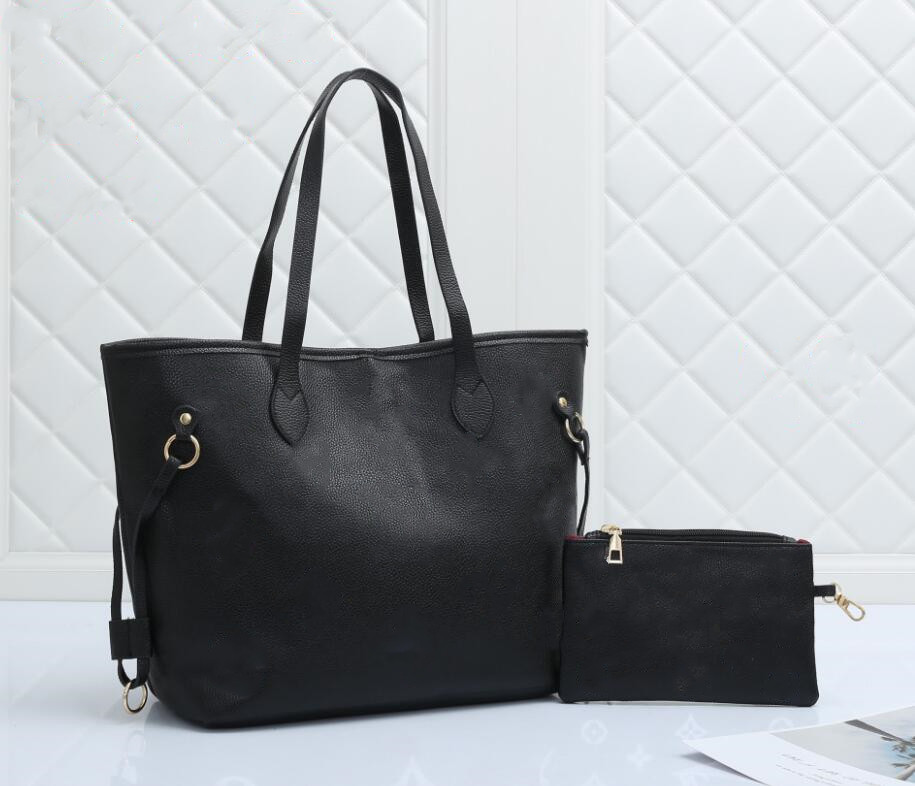 

high quality fashion print two-piece shoulder bag designer handbags Ladies handbag women shop bags wallet, Black