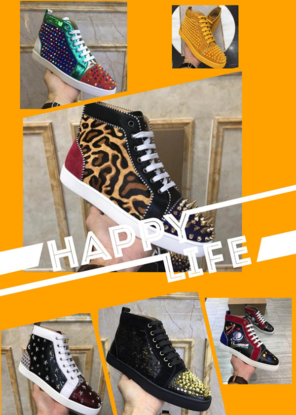 

Comfort designer Mens Women Studded Spike Casual Shoes Platform Red Sole Bottom Leather Suede Graffiti Trainer Sneakers Chaussure