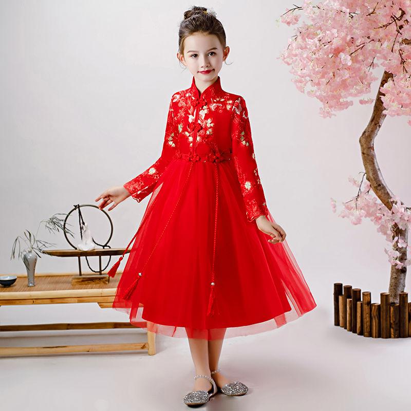 

Ethnic Clothing Winter Children Cheongsam Dress Long Sleeve Chinese Style Wedding Qipao Clothes Princess Year Girl