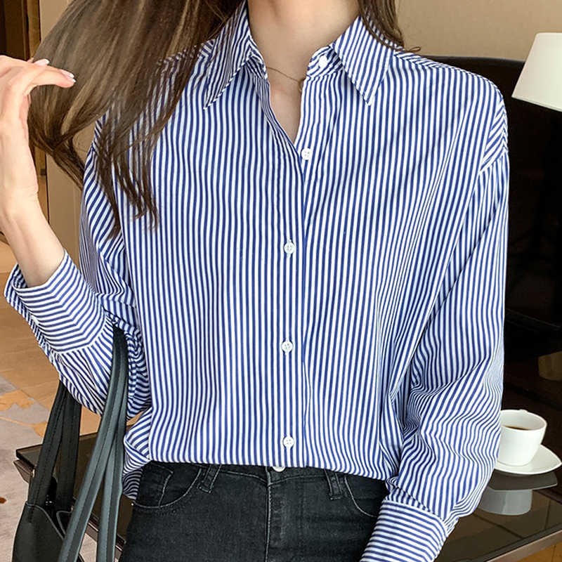 

Long Sleeve Striped Chiffon Blouse Shirt Blouse Women Blusas Mujer De Moda Turn Down Collar Office Blouse Tops Blusa E309 210602, Stripes