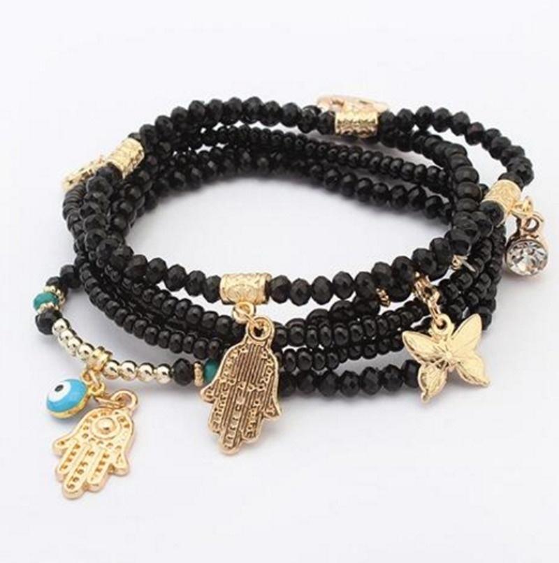 

Charm Bracelets Fashion Trend Lucky Kabbalah Fatima Hamsa Hand Evil Eye Small Jewelry Multilayer Bracelet For Men And Women Party Gifts, Golden;silver