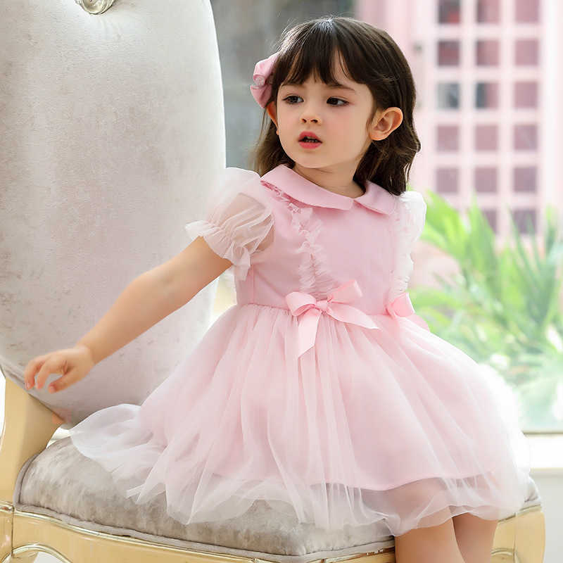 

Spanish Baby Girl Lolita Dresses Summer Children Birthday Ball Gowns Litter Girls Bow Dress Kids Spain Boutique Clothes 210615, Light blue dress