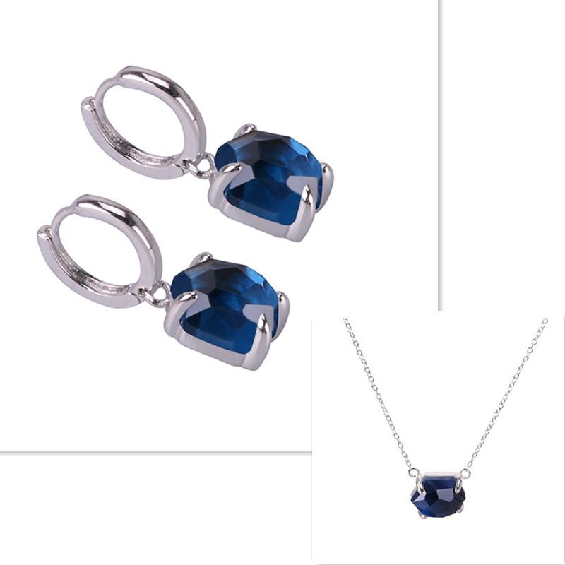 

Earrings & Necklace Solid 925 Sterling Silver Jewelry Set Natural Synthetic Amethyst Candy Series 2021 Women's Real Gold Plated