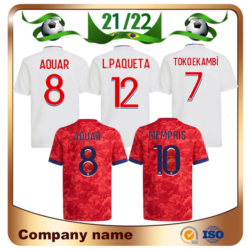 

21/22 Maillot Lyon soccer jerseys 2021 Home Olympique Lyonnais DEMBELE AOUAR CHERKI shirts CORNET DUBOIS MEMPHIS Away football uniforms