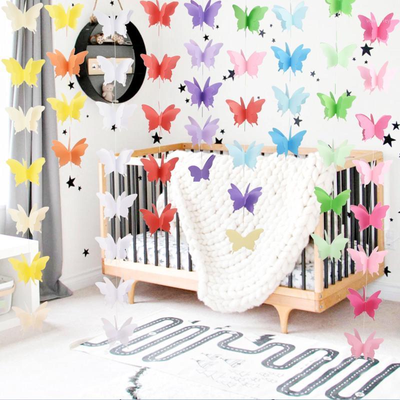 

Party Decoration 1Set Paper Garland 18pcs 3 Layers Butterflies String Wedding Hanging Birthday Banner For Home Living Room Decor
